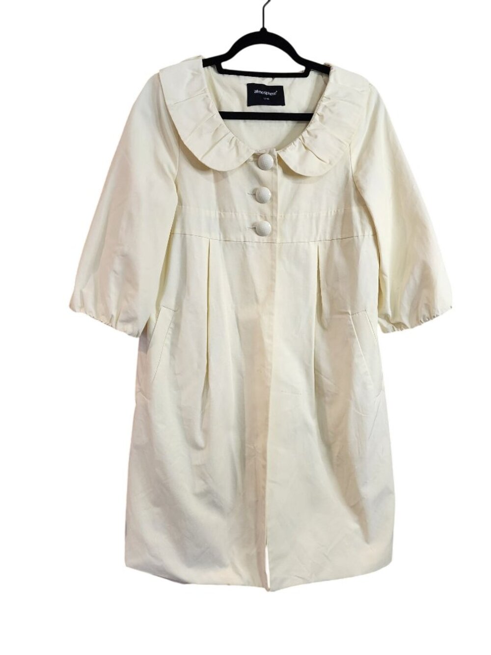 Atmosphere Vintage-Style Coat With a Ruffled Collar Large Buttons Womens size 1